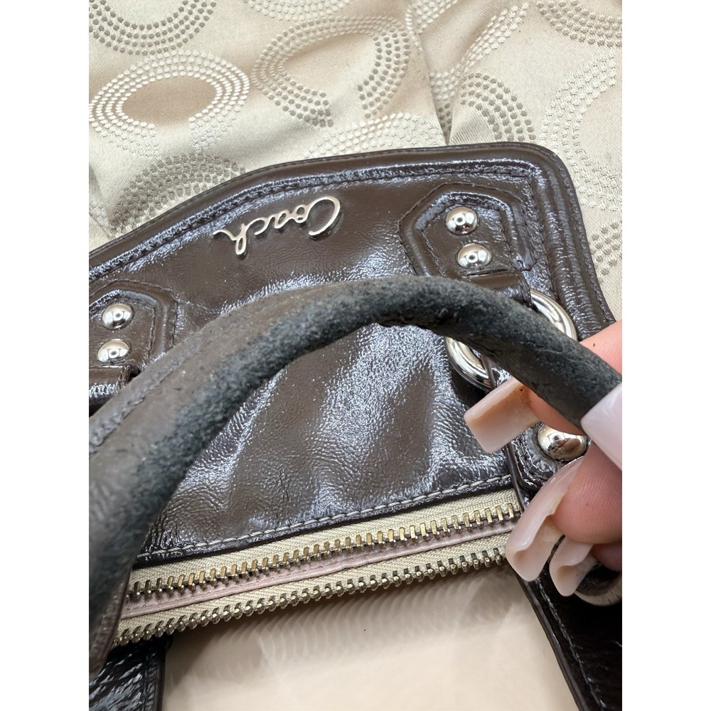 Coach Ashley Dotted OP Art Satchel Hand Bag Purse F20027 Brown-read description - Picture 6 of 16
